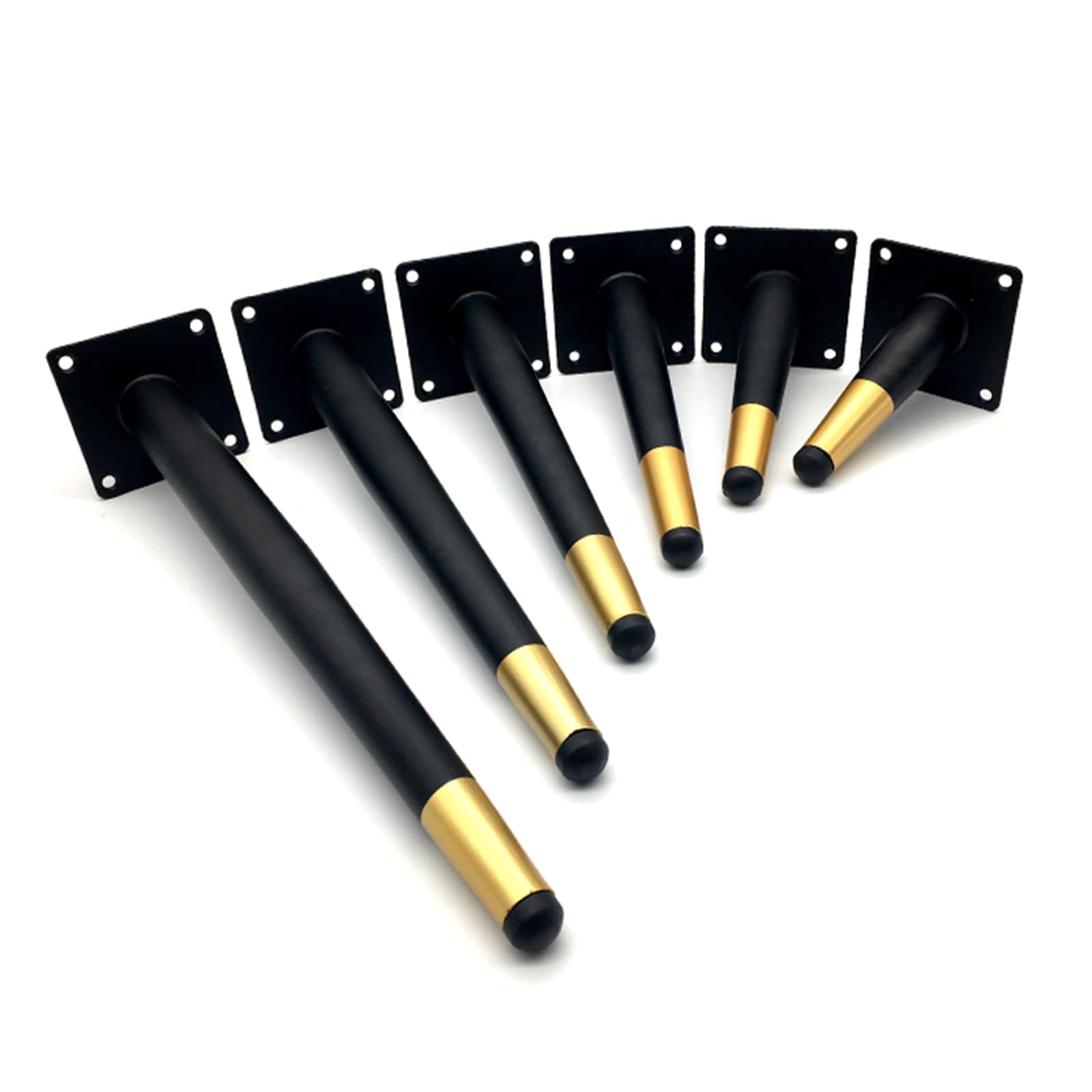 Generico Gambe per Mobili Ricambio Nero 4 Pezzi Supporto Piedini Conici per Tavolo in Ferro Vernice Spray Piedini per Divano Altezza: 10-72 cm Piedini per Mobile Oro 72 cm/28,4"
