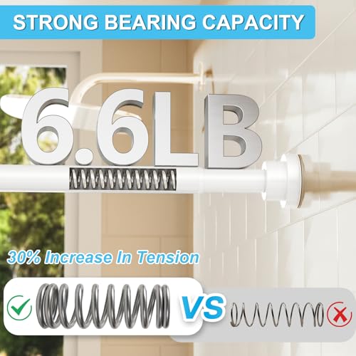 Image of Tension Curtain Rod 30 To 76 Inch White Tension Rods Adjustable Spring Loaded Curtain Rods 7 /8 inch Curtains Rods No Drilling Tension Rods For Windows Bedroom Closet Doorway Door 2pcs