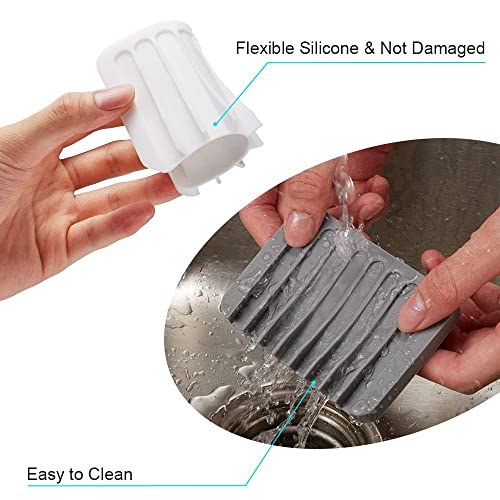 2Pcs Soap Dish Holder, Premium Silicone Soap Dishes For Shower Bathroom Kitchen Sinks， Soap Tray Saver Drainer, Self-Draining Waterfall, Non-Slip Design, Easy Cleaning (White, Gray) #TOP2