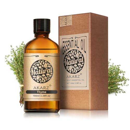AKARZ 100 ml Aceite esencial de Tomillo Natural Aceite de Tomillo Puro para la Fabricación de Velas, Productos para el Cuidado de la Piel DIY Masaje, Relajación Spa Hogar