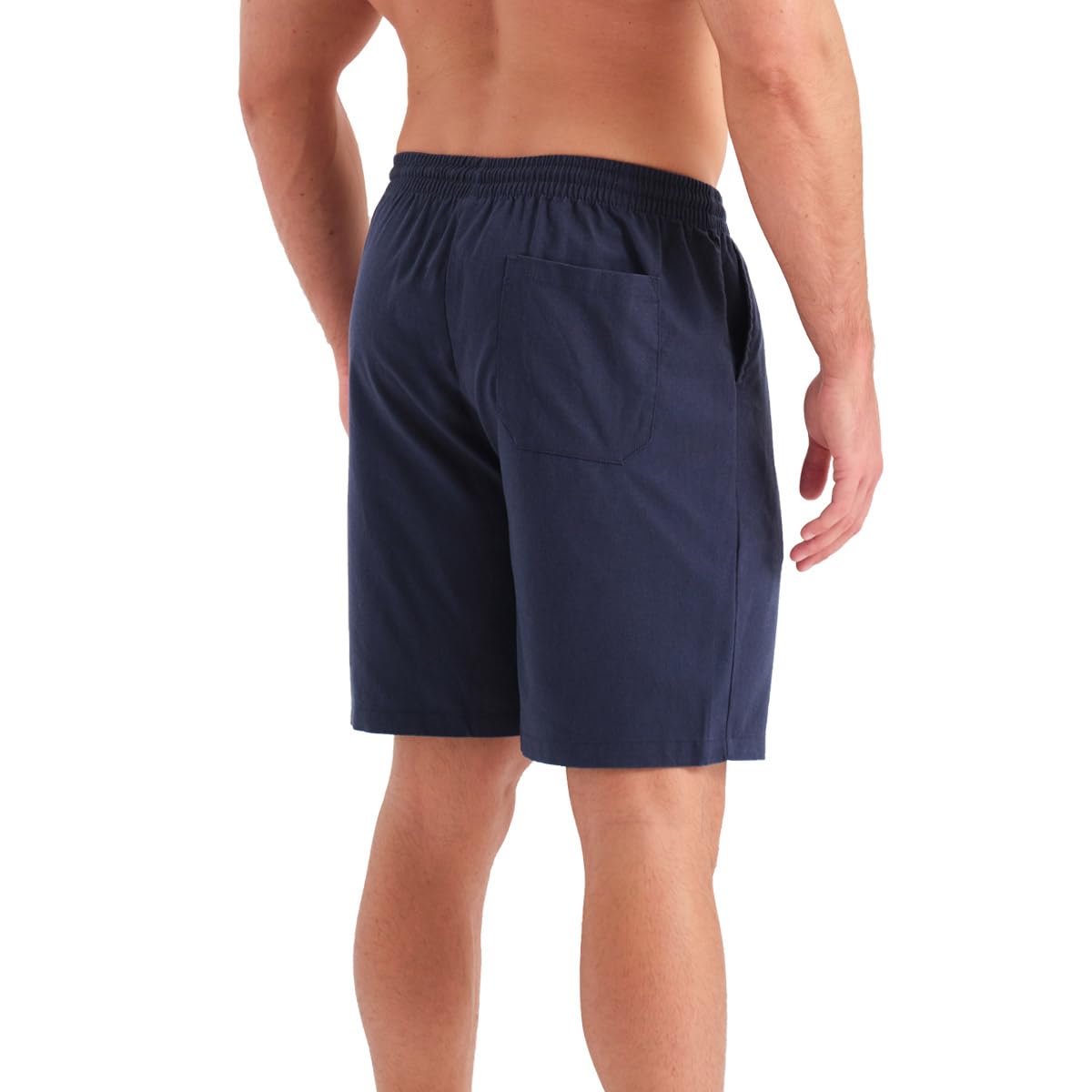 JustSun Kurze Hosen Herren Leinenhose Shorts Leinen Sommer Freizeithose Leicht Atmungsaktiv mit Tunnelzug