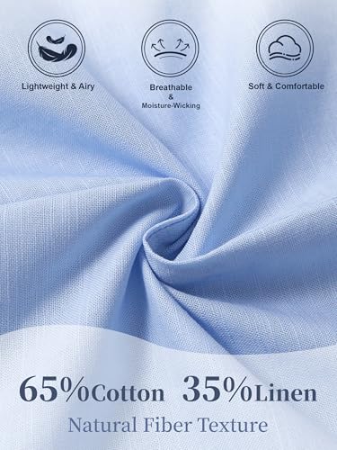 Image of LOLANTA Boys 2 Pieces Linen Set kids Short Sleeve Button Down Shirt and Shorts Summer Vacation Outfits
