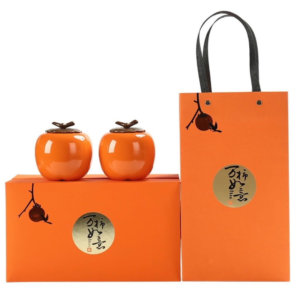 CMBSSTFC Słoik na cukier Kreatywny ceramiczny Persimmon Słoik do przechowywania luźnej herbaty Słoik na cukierki Zapieczętowany słoik Słoik do przechowywania w kuchni domowej Podwójny słoik/cztery