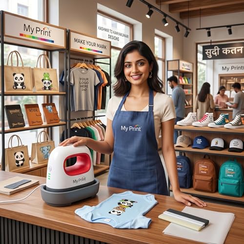 Image of MY PRINT | Mini Heat Press Machine for t Shirts | Mini Heat Press Machine for DTF Sticker Print | Neck Label Printing | DTF Printing | Vinyl Printing
