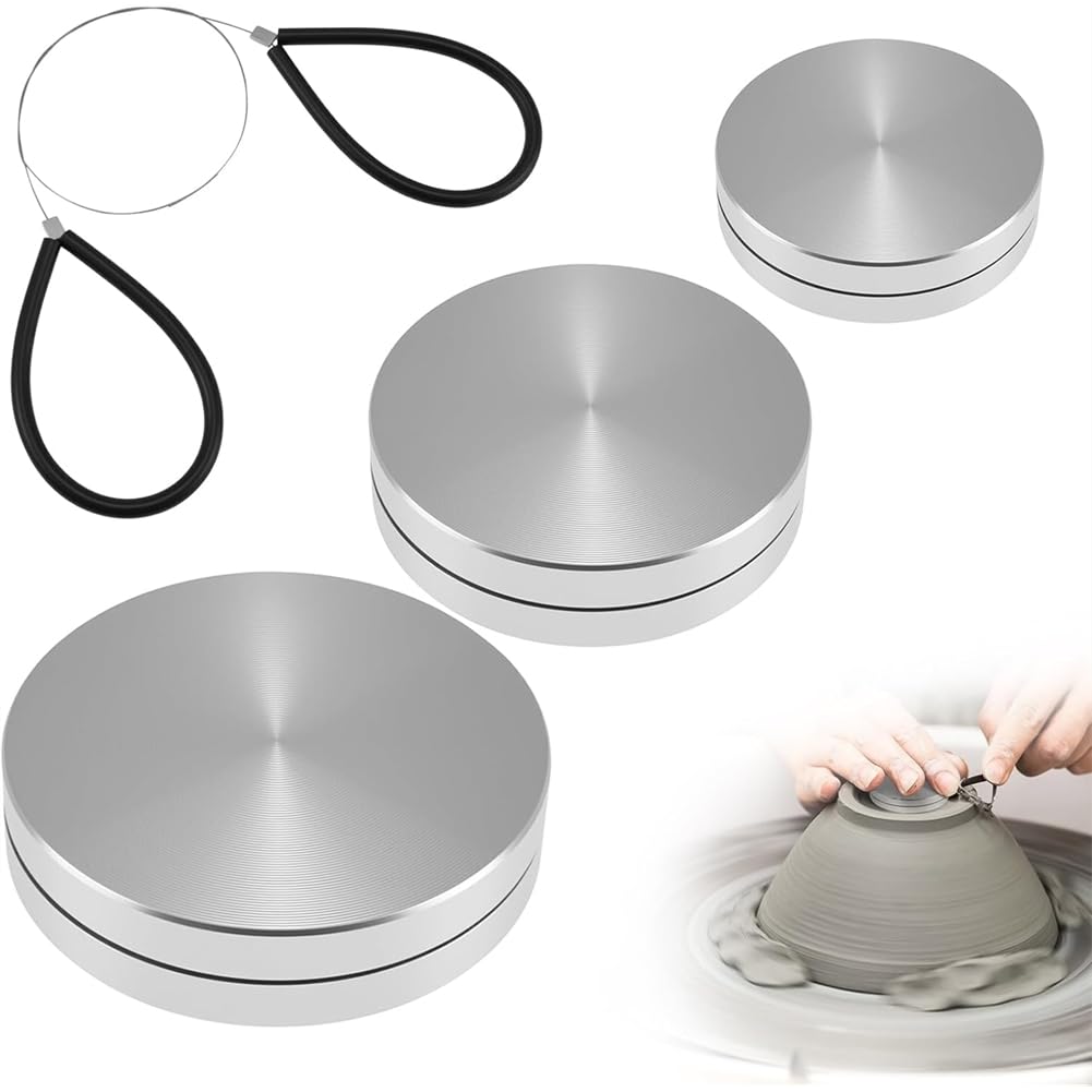 UDSKNV[KSL Rotary Clay Ceramic Pottery Throwing Trimming Tool Set-4 Pieces Including 30mm/38mm/45mm Spinners Cutting Wire Cutter