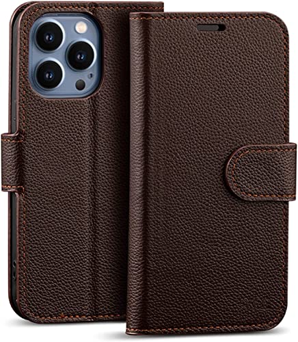 Étui en cuir véritable pour iPhone 13 Pro Max marron