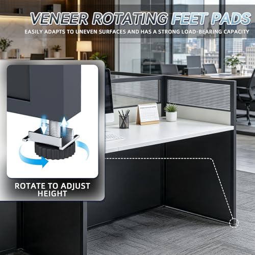 Image of Drexo Office Cubicle Desk, 2 People Cubicle Desk with Mute Privacy Panels, Office Cubicle Workstation Computer Table with Cable, Partitions Desk for Home /Offices Commercial Workspace,Business