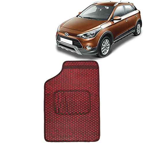 Image of Kingsway Dotted Design Car Floor Foot Mats Universal Fit for Hyundai I20 Active, Model Year : 2015 Onwards, Water and Dustproof, Color Red, Set of 5 Pieces
