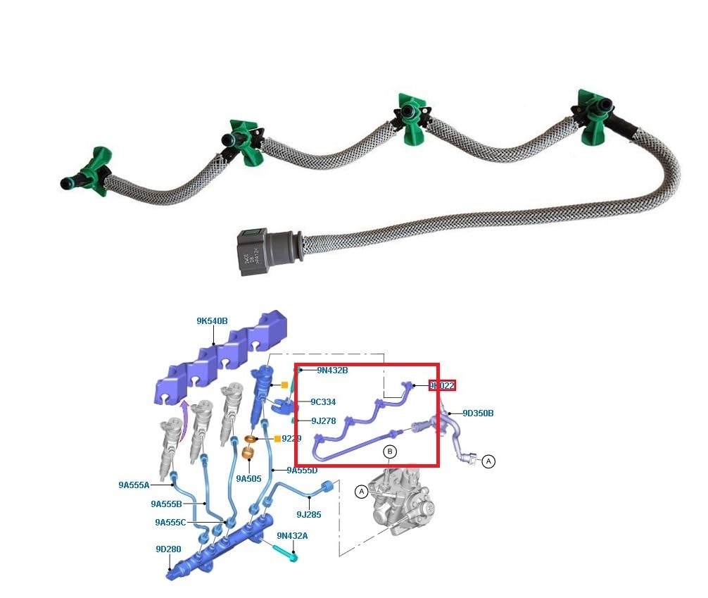 GuusCar INJECTOR FUEL RETURN LEAK OFF PIPE FOR FORD FOCUS FIESTA MONDEO BMAX AV6Q9K022CA 1742836