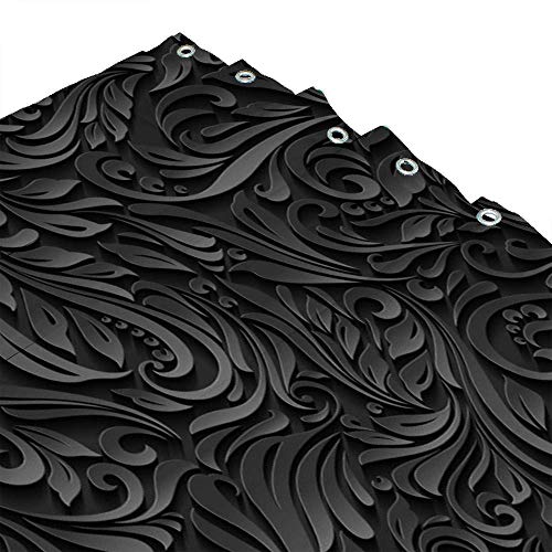 Rideau de douche lavable en machine polyester imperméable avec crochets de fixation en C noir - 4