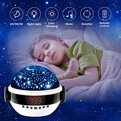 Star Projector Night Light With Timer And Remote Control, White Noise Baby Projector Sound Music Machine Birthday Gifts For Toddler Girls Boys(Black) #TOP2