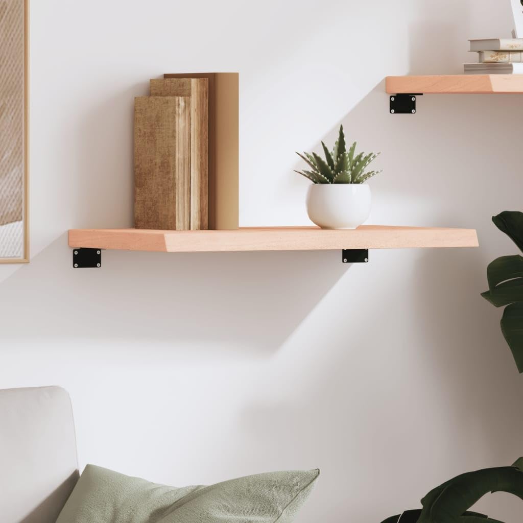 Estantería de pared de madera maciza de roble 60 x 30 x (2-4) cm sin tratar con borde natural, estantería flotante para baño, salón, oficina, versátil y resistente