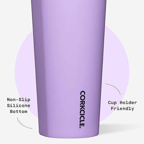 Miniatura 5 de Corkcicle Vaso aislado con tapa y pajilla, lila empapada por el sol, de 24 onzas, botella de agua reutilizable mantiene las bebidas frías durante 12