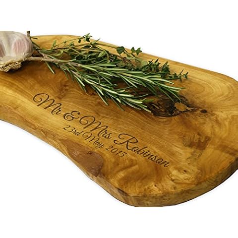 Personalised Olive Wood 40cm Chopping Board - Perfect Wedding,Anniversary and Housewarming Gift Cover