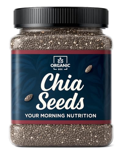 Image of Organic Box 100% Natural and Premium Raw Unroasted Chia Seeds - 500 Gram - Omega 3 and Fiber for Weight Loss - Diwali Gift Pack