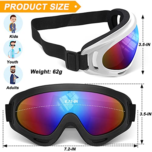OXG 5 Pairs Motorcycle Goggles for Youth Men Women, ATV Ski Goggles Anti-UV Dustproof Windproof Dirt Bike Goggles Fit Helmet (Multicolor-D)