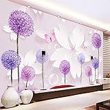 Fototapete 3D Lila Löwenzahnschmetterling Moderne Vlies Tapete Wandbilder Wandtapete Wand Dekoration Für Kinderzimmer Schlafzimmer 200CMx140CM