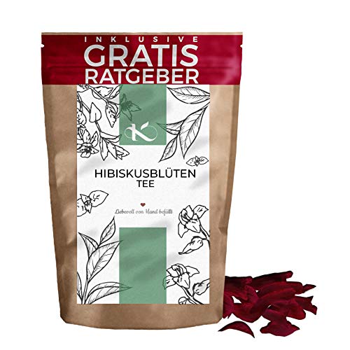 Hibiskusblüten ganz getrocknet 750g I Premium Hibiskustee I natürlicher bekömmlicher loser Tee I Krautberger Tee ohne Zusätze I inkl. gratis Ratgeber
