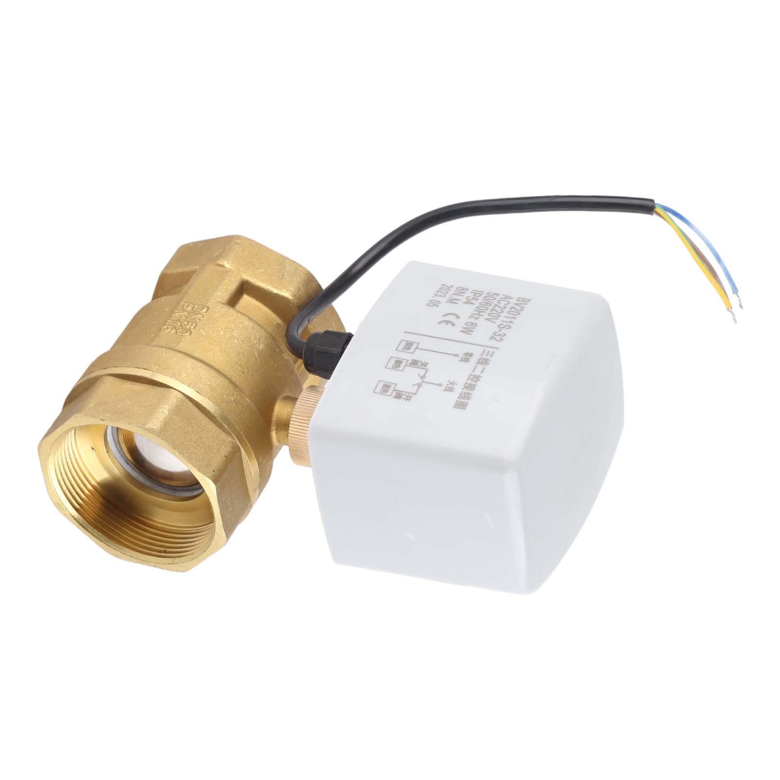 Valvola a Sfera Motorizzata 2 Pollici DN50 AC 220V，Valvola di Intercettazione Elettrica in Ottone Controllo 3 Fili Attuatore Automatico per Riscaldamento e HVAC