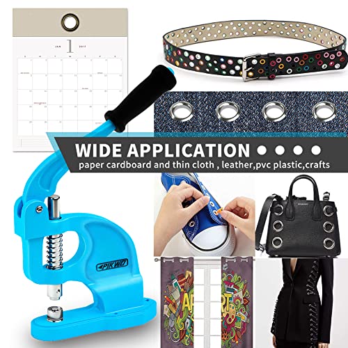 Heavy Duty Eyelet Grommet Machine Press Punch Tool Kit with 3 Dies & 900 Pcs Grommets, Self Piercing, Labor Saving, Corsetry Class Recommended