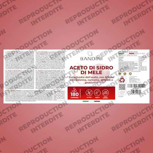 Bandini® Complexe Vinaigre De Cidre 1860mg Avec Mère - 180 Gélules Vegan - Enrichi en Probiotique Flore Intestinale, Gingembre, Piment de Cayenne, Curcuma - Apple Cider Vinegar Complex Diet - 2 mois – Image 6