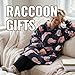 Huglanket Funny Raccoon Gifts, Raccoon Wearable Blanket Hoodies for Adults, Oversized Flannel Hooded Blankets, Gifts for Birthday, Christmas, One Size Fits All