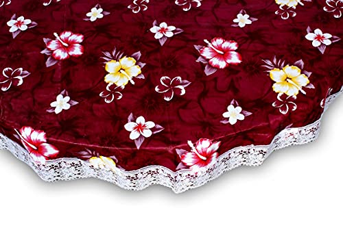 Image of The Furnishing Tree Round Shaped 8 Seater Table Cover WxL 90x90 inches with White Border lace