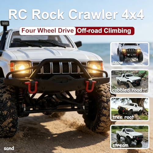 Image of YUCT WPL C24-1 1 /16 RC Crawler 4x4 RC Truck | All Terrain Off Road Rock Crawler with Metal Drive Shaft & Two Batteries for Adults, White