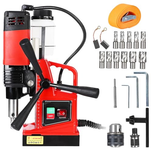 Image of JustSmart Mag Drill Press, 1100W 1.6" Boring Diameter, 550 RPM Portable Magnetic Drill Press with 11Pcs Drill Bits, 2700lbf Electric Drilling Machine for Metal Surface, Industrial, Home Improvement