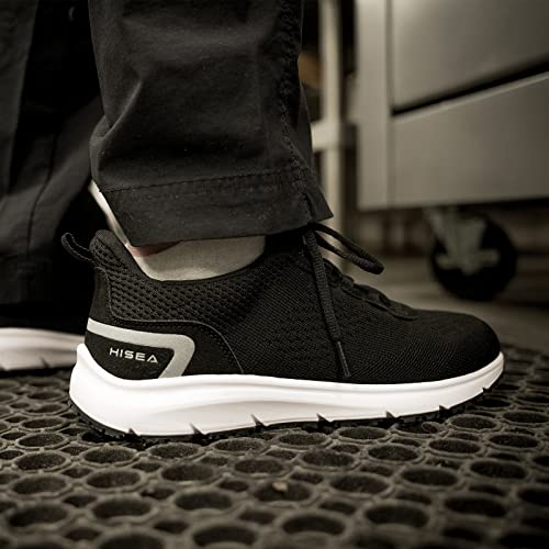 Hisea Non-Slip Work Shoes For Women Slip Resistant Food Service Restaurant Nurse Work Shoes Comfort Lightweight Casual Sneakers Size 9 Black #TOP6