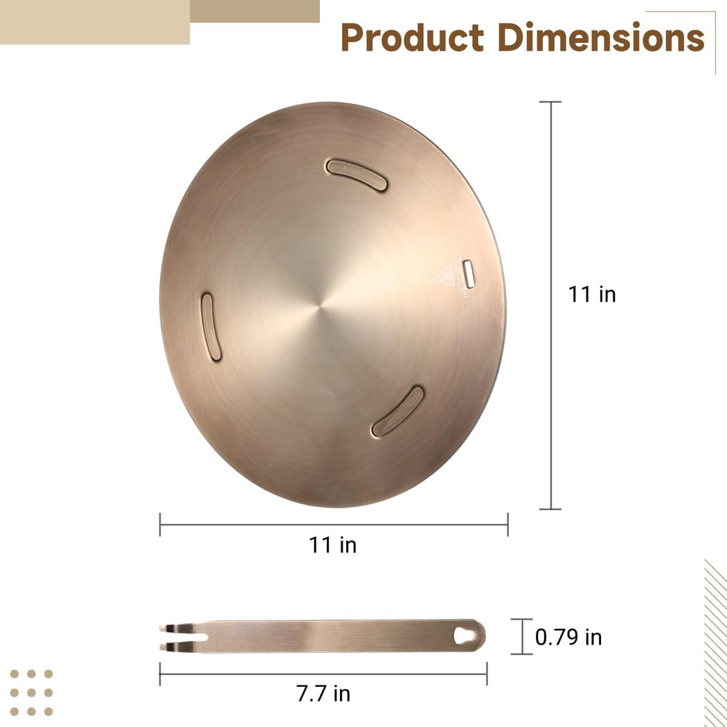 Placa convertidora de cocina de 11 pulgadas con mango a presión, adaptador de inducción para estufa eléctrica de gas, anillo difusor de calor para seguridad de utensilios de cocina
