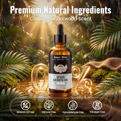 Image of ISNER MILE Beard Oil for Men Hydrating & Moisturizing, Unscented, 3.5 fl Oz
