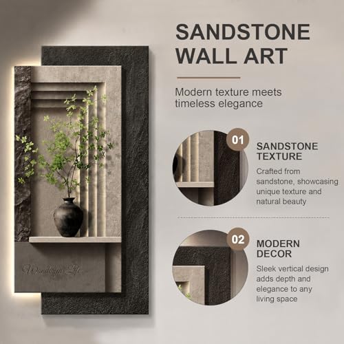 Œuvre murale en grès illuminée 3D LED un design vertical d'exception - 5