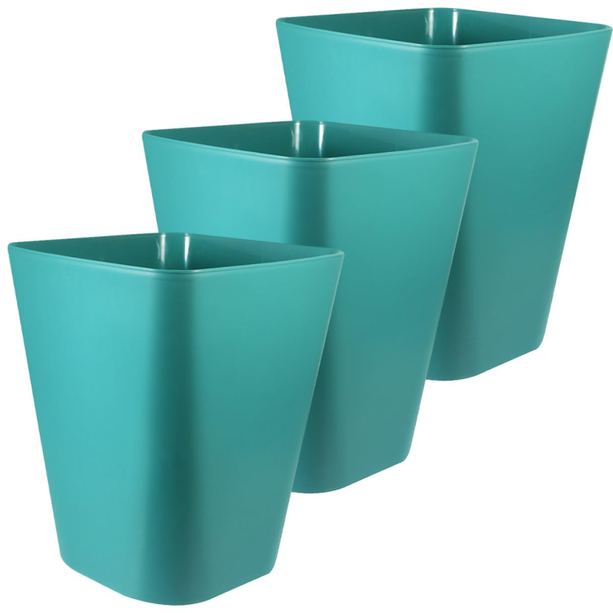3pcs Blue Small Outdoor Square Open-top Trash Can Set, Plastic Multi-use Garbage Buckets for Office, Bathroom, and Bedroom Waste Disposal