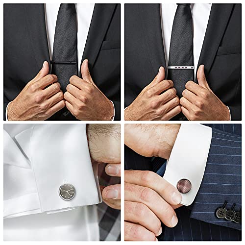 Image of UJOY Mens Tie Clip and Cufflink Set 12 PCS, Shirts Necktie Bar Pins Cuff Link Buttons, Wedding Businesss Gift for Men