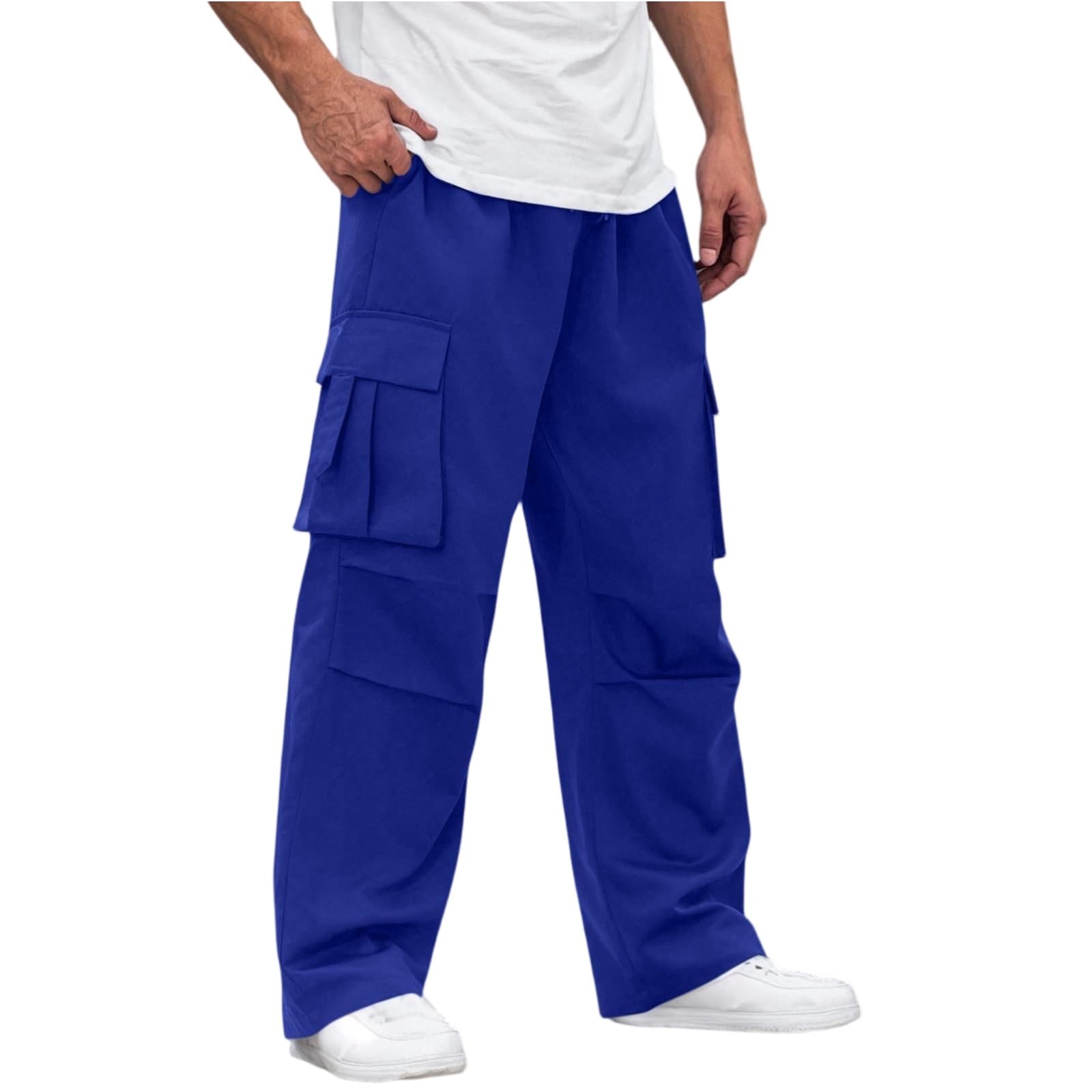 Mens Cargo Pants Relaxed Fit Comfy Tactical Hiking Pants Lightweight Comfy Breathable Athletic Pant Stretch Wide Leg Outdoor Trousers with Multiple Pockets Pantalones Cargo para Hombres Blue