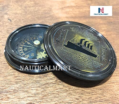 Brújula Náutica NauticalMart de Latón con Acabado Antiguo, Vintage, Tamaño Compacto 3.15x3.15 in miniatura 5