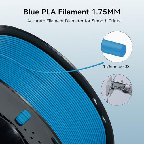 Image of Kingroon PLA Filament 1.75mm 3D Printer Filament Blue Pla Filament 1kg Filament Dimensional Accuracy + /- 0.02mm, Fit Most FDM Printer,Light Blue