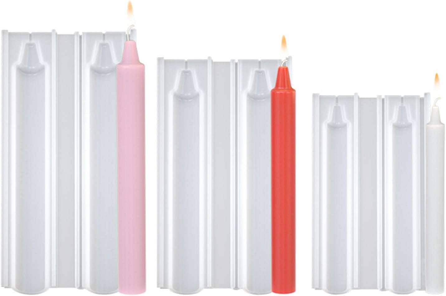 KitBeads 3Pcs 3 Styles Long Circular Candle Silicone Molds Pillar Cylinder Mold for Soap Clay Crafts DIY Resin Home Cake Decoration
