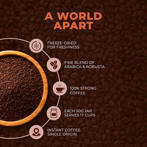 Image of Coorg Valley Toffee Caramel Instant Coffee 50g | Flavoured Coffee | Premium Blend of Robusta & Arabica | Freeze Dried | Make Cafe Style Hot & Cold Coffee at Home