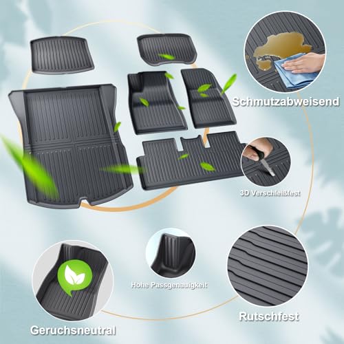 Tapis de voiture TPE pour Tesla Model 3 2024-2025 kit de coffre