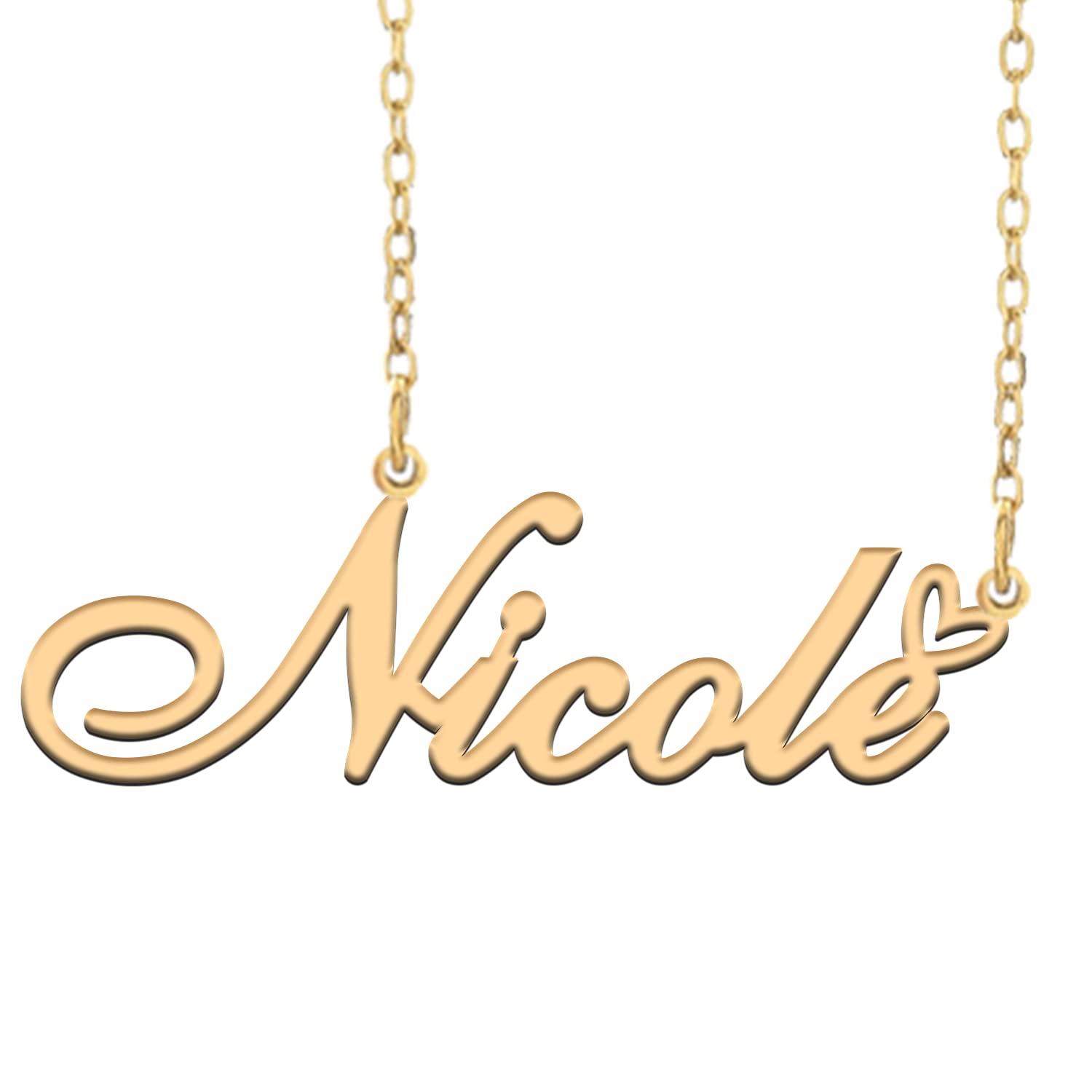 RONKAHSHOWCustom Pendant Name Necklace Customized Personalized 18K Gold with Heart Necklace Best Gift for Women New Year Birthday Mother’s day Christmas wedding Party Gold