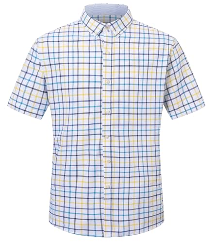 Image of SANGTREE Men & Boy Striped Multicolor Oxford Cotton Shirt,Comfortable Fit,Short Sleeve Collared Shirt