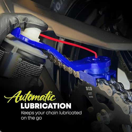 Image of MIKANIX Motorcycle Chain Oiler Spray Attachment for Chains I Universal Chain Lubrication Tool for Bike Maintenance I Fits Any Chain Lube Can I Nozzle Sprayer Dispenser (Blue)