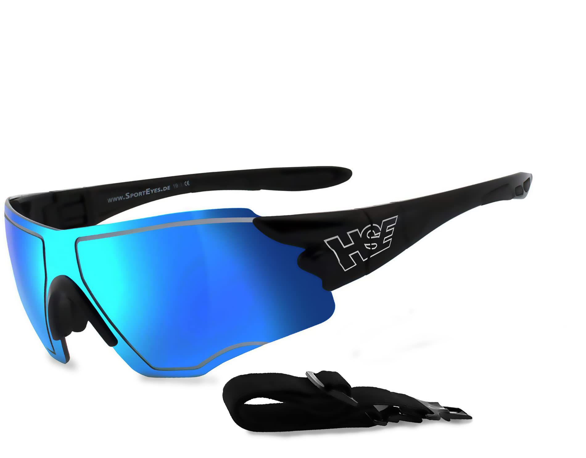 filtr ochronny UV400, HLT® szkło bezpieczne z tworzywa sztucznego zgodnie z normą DIN EN 166 | okulary sportowe, okulary rowerowe, okulary przeciwsłoneczne| oprawka okularów: czarne, okulary: SPEEDWULF