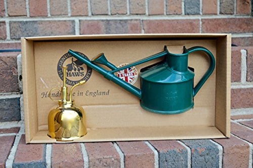 Haws Spray-N-Sprinkle Gift Box Set with Green Watering Can and Brass Mister
