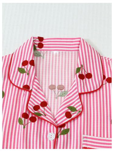 Image of Floerns Women's Floral Print Sleepwear Two Piece Beach Pajama Set | Collared Shirts, Wedding, Summer, Aesthetic, Shorts, Coastal Outfits, Lounge Set