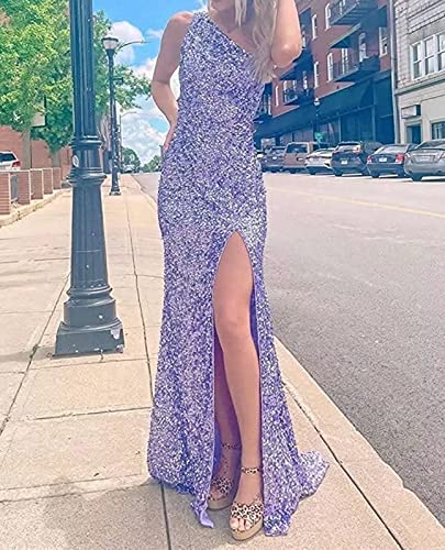 ISABUFEI Prom Dress Evening Dresses Long Formal Sequin One Shoulder Wedding Guest Dresses Slit2