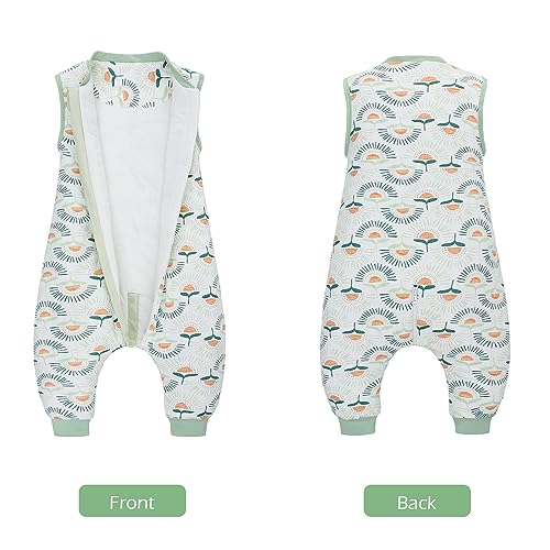 Image of LAT Baby Sleep Bag with Feet Winter,Sleeveless Nightgowns Wearable Blanket with Legs,Warm Sack for Infant Toddler Thicken 2.5 TOG-Sleepsuit,1-6T(Sun Flower,M /90)