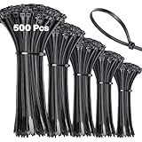 Cleangor Schwarze Kabelbinder Set 500 Stück, Nylon Cable Ties Kabelbinder, Tragfähig Bis 22KG, Ideal Für Kabelmanagement, Garten, Haushalt & Werkstatt (100/150/200/250/300mm (je 100 Stück))